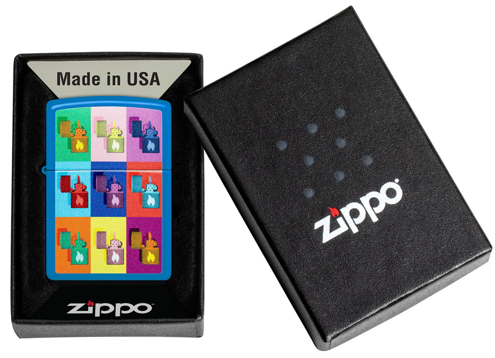 Zippo Pop Art Collage Sky Blue - Kveikjari