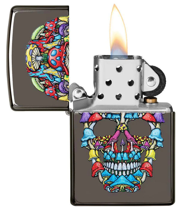 Zippo Mushroom Skull Black Ice - Kveikjari