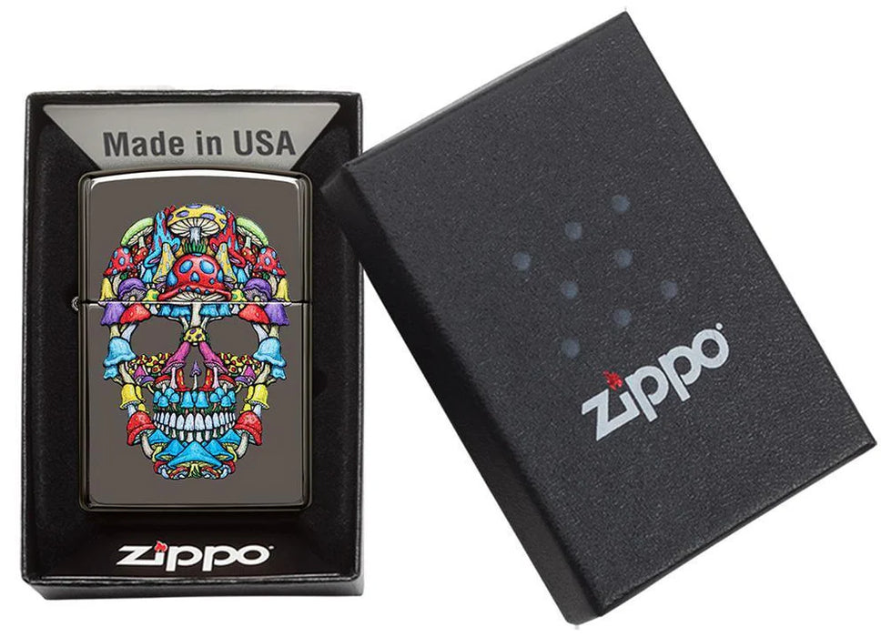 Zippo Mushroom Skull Black Ice - Kveikjari